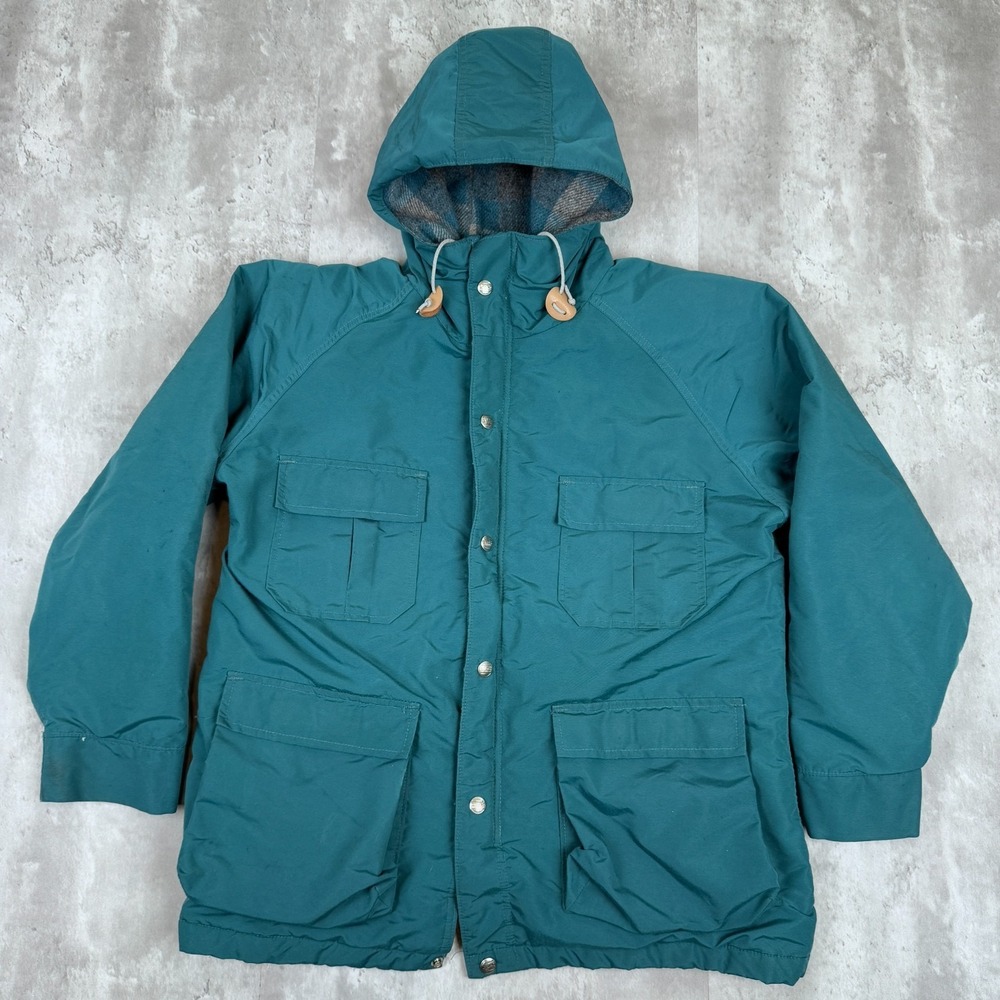 Vintage LL Bean Baxter State Parka Jacket Mens Medium Green Wool Windbreaker